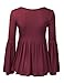 Doublju Womens Long Bell Sleeve Flared Ruffle Blouse Top (Made In USA)