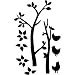 Trompe L'Oeil Black and White Silhouette Tree, Flowers and Birds