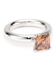 Giorgio Martello "Stackable Ring" in Sterling Silver with Rhodium and Square Amber Cubic Zirconium Ring