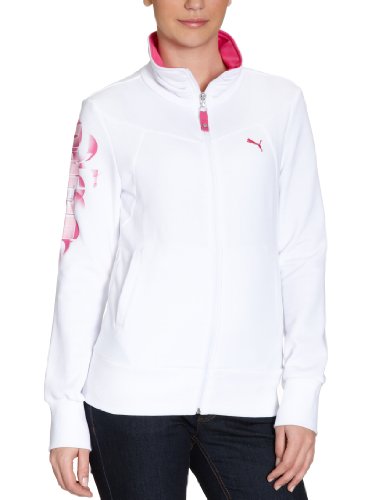 PUMA Damen Sweatjacke Large Logo, white-raspberry rose, XXL, 819194 02