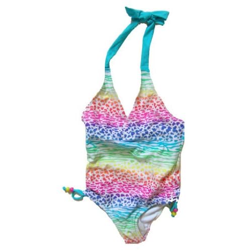 Amazon Girls Rainbow Cheetah Print One Piece Swimsuit Fashion One 