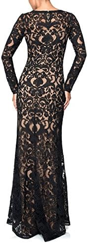 Tadashi Shoji Women's Long Sleeve Lace Overlay Gown 10 Black