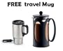 Bodum New Kenya 34-Ounce Coffee Press Black - With FREE 16 oz. Stainless Steel 12V Heated Travel Mug
