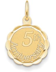 14K Yellow Gold Happy 5th Anniversary Charm