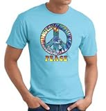 PEACE TIE DYED Sign Symbol Adult T-shirt Tee Shirt - Aqua Blue Color