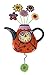 Enesco Allen Designs Flower Teapot Wall Clock - Battery Operated Pendulum Analog Clock, Stone Resin Decorative Clocks for Walls Home Decor Kitchen Clocks, 12.4 Inch