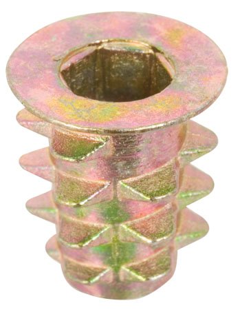 10-32 Int. Thd., .433 Lg., Flanged, E-Z Lok Hex Drive Knife Thread Inserts for Wood (1 Each)