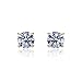 Solid 14K Gold Studs 4mm Round Cubic Zircornia Basket Setting Screwback Stud Earrings, Choice of Colors