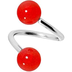 Red Glow-N-Dark Spiral Twister Belly Ring