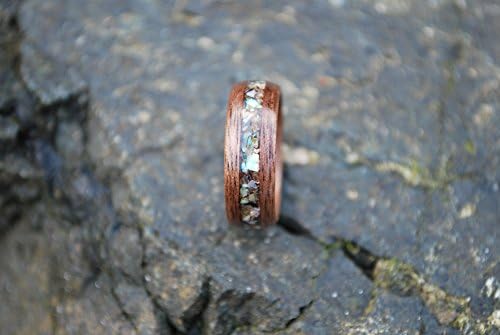 Black Walnut Bentwood Ring with Abalone Inlay