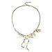 Towallmark(TM) Steampunk Goth Alloy Dinosaur Skeleton Dead Tyrannosaurus T-Rex Charm Necklace (Gold)