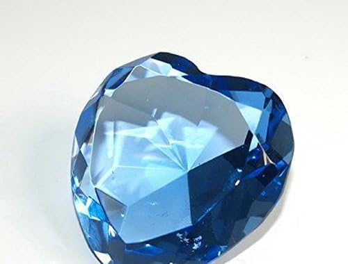 Diamond Jewel Paperweight 60mm Sapphire Heart Shaped Cut