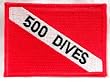 500 Dives Patch Embroidered Iron On Scuba Diving Diver Down Flag Emblem Souvenir