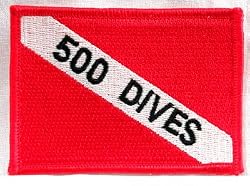 500 Dives Patch Embroidered Iron On Scuba Diving Diver Down Flag Emblem Souvenir