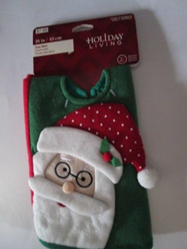 18" Red &amp; Green Tree skirt with Plant on Santa Face and polkadot hat