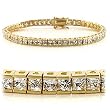 Gold Plated Brass Bracelets with Clear CZ, 7, 7.5, 8 Inches