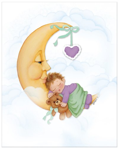 Baby in the Moon - Kids Wall Art, Childrens Wall Art, Nursery Wall Art, 8 x 10