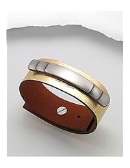 Gold Leather Bracelet In White Base