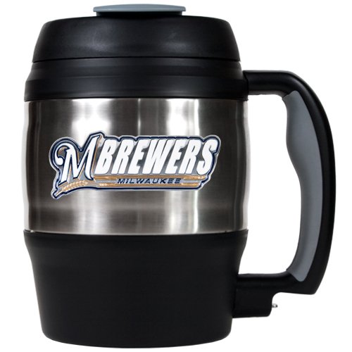 MLB Milwaukee Brewers 52-Ounce Stainless Steel Macho Travel Mug with Bottle Opener