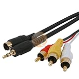 Premium Black S-Video Male + 3.5mm Audio to 3 RCA Composite Cable (15 ft / 4.6m) supports Sony PS3