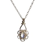 Childrens' Necklace Filigree Rainbow Moonstone 14K Yellow Gold Fill Adjustable Length