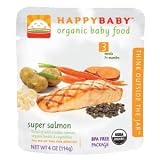 Happy Baby HAPPYBABY POUCH SUPER SALMON organic baby food for grab and go meals 4 oz
