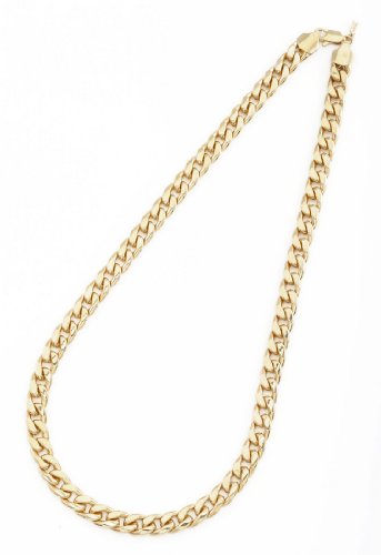 Men's Yellow Gold Plated 11mm Cuban Curb Chain Link Necklace - Lifetime Warranty