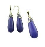 Lavender Jade Gaia Teardrop Pendant and Earrings Set, 14k Gold