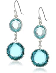 Nine West "Orb Opulance" Silver-Tone and Green Double Drop Earrings