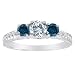 Read 18K White Gold 3 Stone Diamond and Blue Diamond Accented Engagement Ring With Cobra Design Shank (1 cttw) Details 18K White Gold 3 Stone Diamond and Blue Diamond Accented Engagement Ring With Cobra Design Shank (1 cttw)