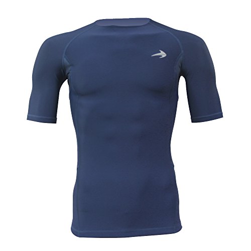 Compression Shirt Short Sleeve Top (Navy M) Best Running T-Shirt & Basketball Men's Tee