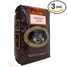 Jeremiah's Pick Coffee Mocha Java Whole Bean Coffee, 10-Ounce Bags (Pack of 3)
