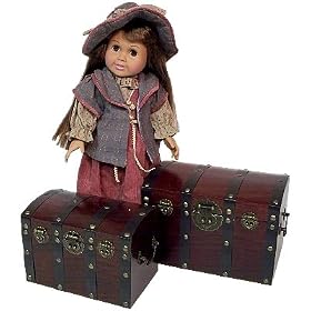 Set of 2 Wooden Steamer Trunks - 18 Perfect for American Girl Dolls! by The Queen's Treasures