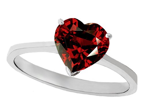 2.00 cttw 14K Gold Genuine Garnet Heart Shape Solitaire Engagement Ring
