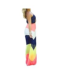 Strapless Cocktail Full Length Summer Chiffon/Polyester Colorblocking Elasticized   Waistline Party Dress 