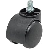 Threaded Stem Connector Twin-wheel Black Chair Trolley Caster with 3/8" Threaded Stem