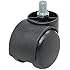 Threaded Stem Connector Twin-wheel Black Chair Trolley Caster with 3/8" Threaded Stem