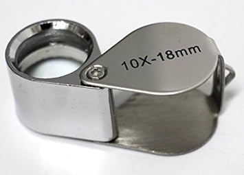 【クリックで詳細表示】10倍 ルーペ ハンディ ジュエリールーペ 折り畳み式 拡大鏡 (シルバー)： 家電・カメラ