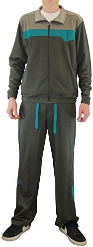Men's three tone full zipper jogging running sweatshirt and sweatpant set