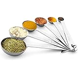 Measuring Spoons, X-Chef Best Metal Measuring Teaspoons Stainless Steel for Cooking & Baking - Set of 6 Includes (0.6ml, 1.25ml, 2.5ml, 5ml, 7.5ml, 15ml) - Engraved in Metric/US Measurements