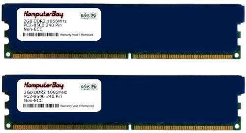 Komputerbay 4GB 2x 2GB DDR2 PC2 8500 1066Mhz 240 Pin DIMM 4 GB KIT - comes with Heat Spreader for extra Cooling
