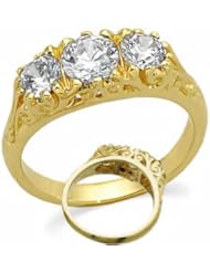 Ann Harrington Jewelry 14k Yellow Gold 5/8 Ct Tw 3 Stone Diamond Antique Style Ring, 5.3-5.8 mm (for .60 To .75 Ct) Semi Setting