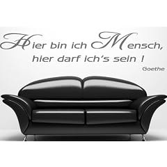 Wandtattoo Zitat 3039 Hier bin ich Mensch Farbe: hellgrau, Sehr grosses Format Breite: 165 cm, H�he: 40 cm XXL. Decosticker Wandaufkleber Wandsticker Dekoration wiederabl�sbar. G�nstiger als Bilder oder Gem�lde oder Bild