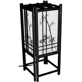 Best Inexpensive Affordable Useful Gift - 18" Bamboo Art Electric Japanese Lantern Table Lamp - Black