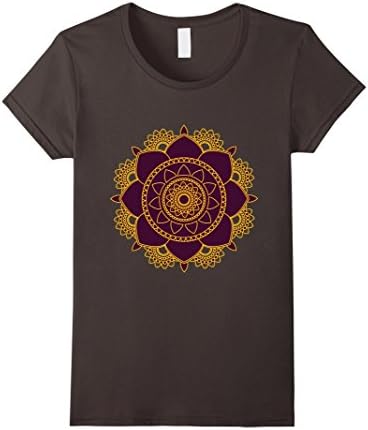 Women's Sun Burst Mandala Yoga Shirt Large Asphalt
