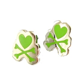 Tokidoki Green Skull Logo Crossbone Studs Super Cute Earrings - Newest Collection! *