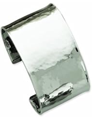 14K White Gold 37mm Hammered Polished Bangle