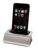 PCMICROSTORE Aluminum Cradle / docking station with av output, usb hot sync data cable and ac adapter for Apple iPhone - Touch - 3rd gen nano (iPod NOT included)