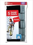 Boys Hanes 5 Pair Cotton Boxer Briefs Black/Grey
