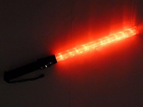6 pieces : 20.7 inch Red LED Traffic Safety Wand Baton Light, in 10 Red color LED with two Flashing modes (Blinking and Steady-glow), Black handle with metallic clip, using 2 C-cell batteries (Not included), Sold in Lot of Six pieces